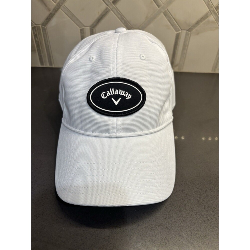 Callaway Golf Hat Men's Size L XL Flex Fit Golf Cap White Raised Logo